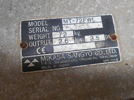B3h2909 Mikasa ミカサ MT-72FWL タンピングランマー ロビン EH12-2D 最大4馬力 4サイクル 整備済み 動画有